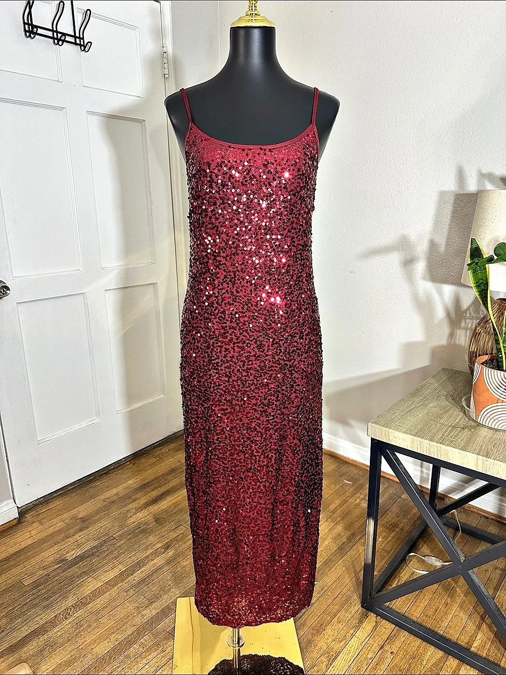 Red Sequin Maxi Dress Like New